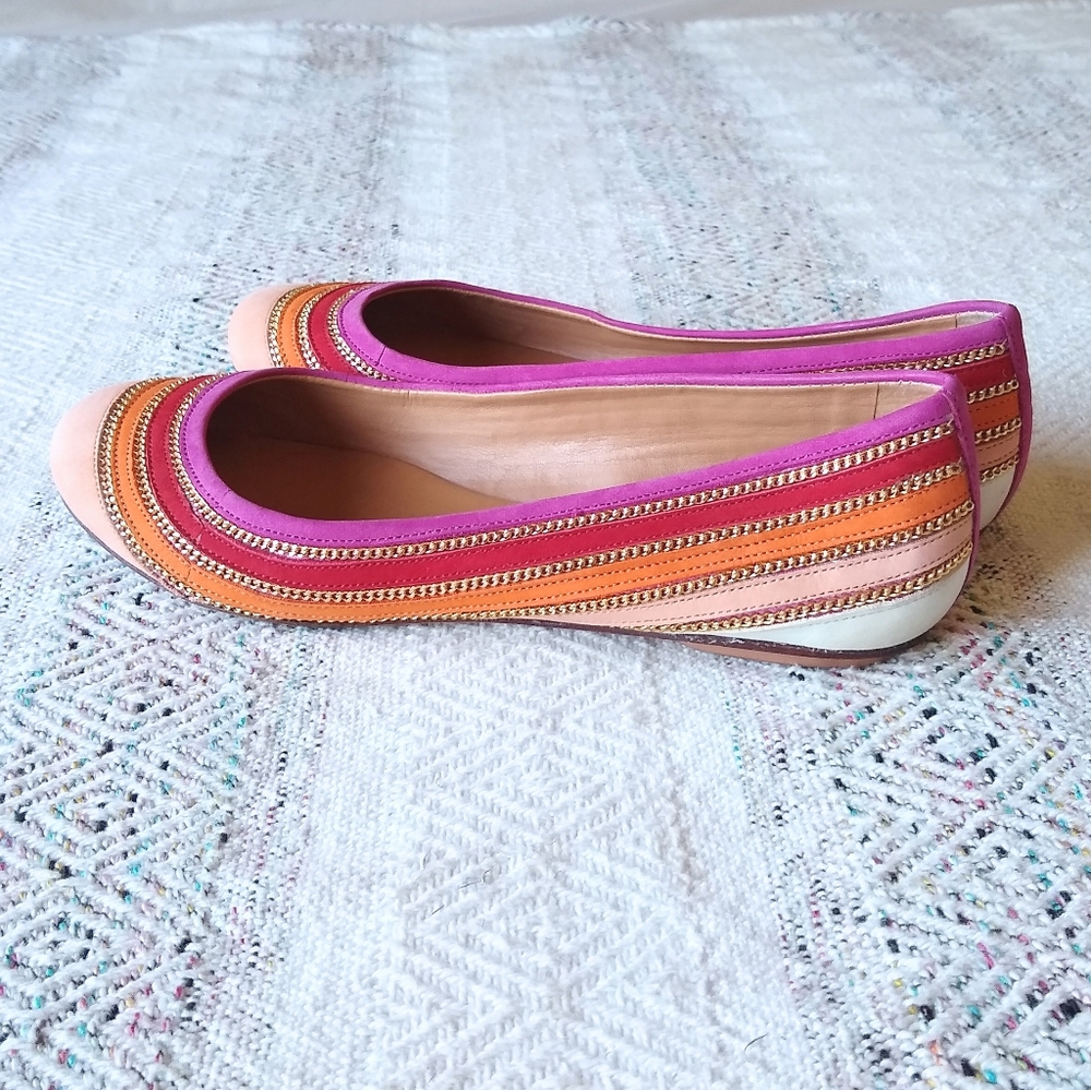SCHUTZ Multicolored Gold Chain Ballet Flats 7B EUC